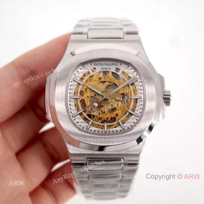 Copy Patek Philippe Skeleton Nautilus Watches Stainless Steel